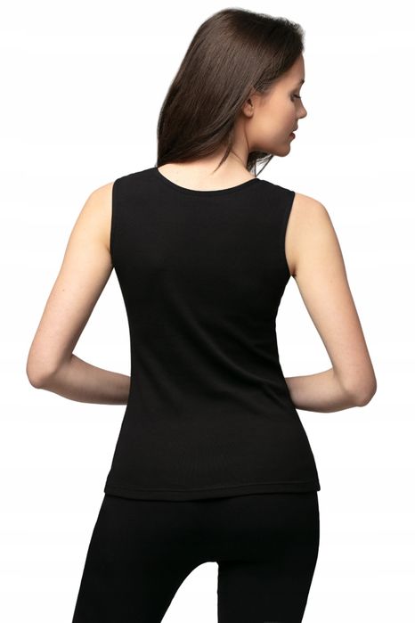 Koszulka Damska Na Ramiączkach Czarna 100% Bawełna R. Xl