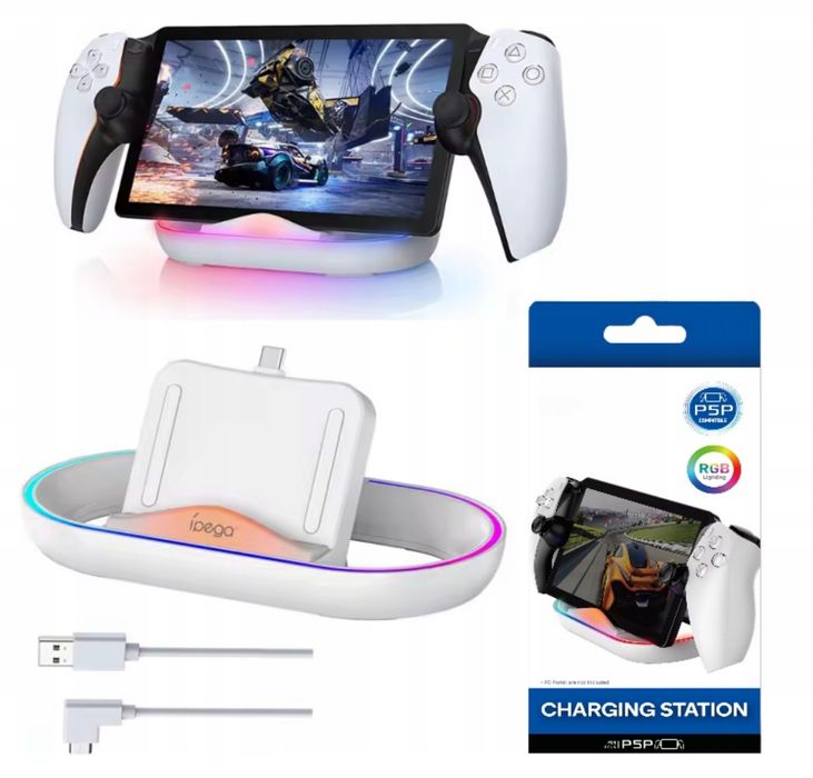 Stacja Ładująca PSP Podstawka RGB LED na Sony PlayStation Portal