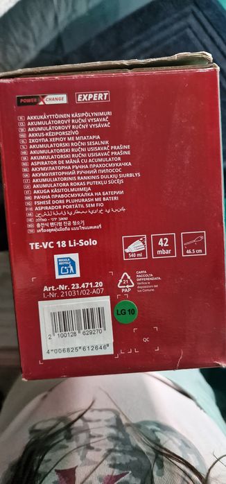 Aspirador Einhell TE-VC 18 Li-Solo – Novo, nunca usado