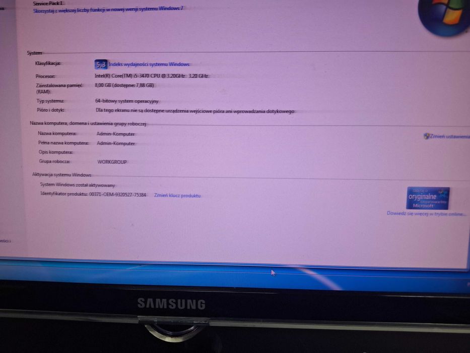 Komputer HP Compaq Elite 8300 SFF I5 3gen 8GB RAM 80GB HDD WIN7 PRO