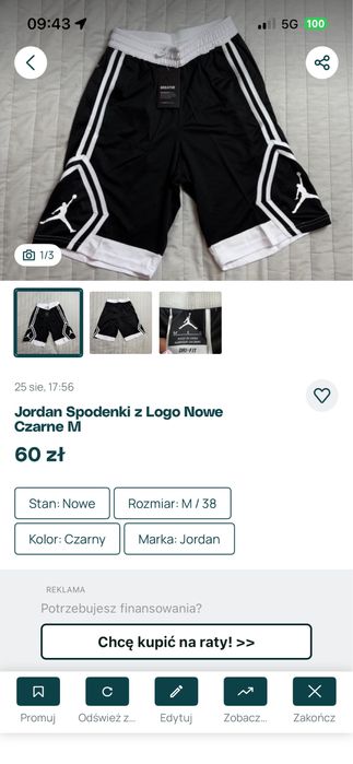 Nike i Jordan Spodenki Sportowe Nowe 2 Sztuki rozmiar M