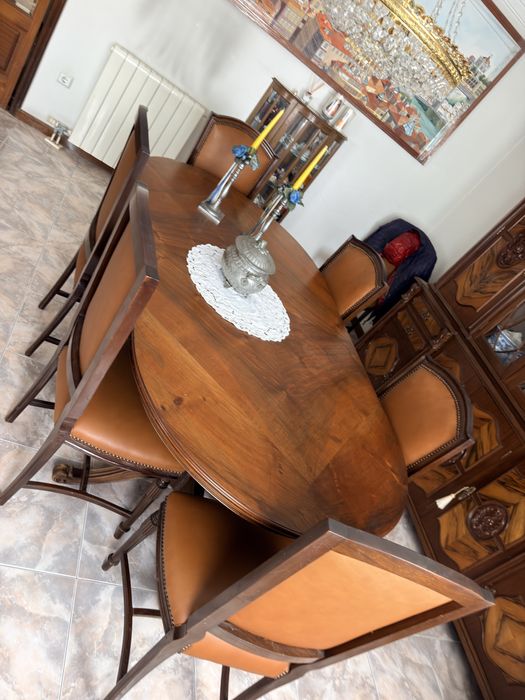 Conjunto de sala em mogno movel mais mesas e cadeiras