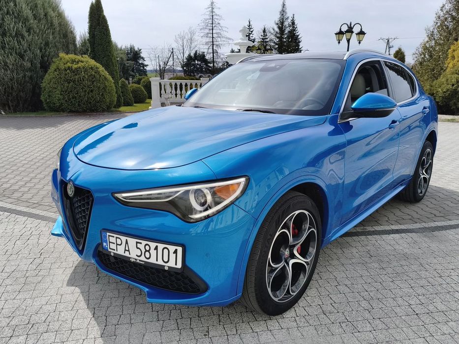 Alfa Romeo Stelvio 2.0b 280KM Blu Misano Full Wyposażenie + jasne skóry Pryw