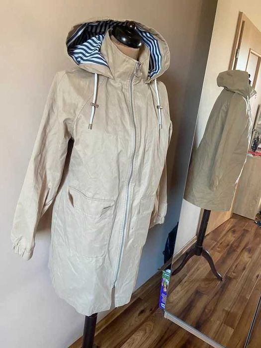 Dluzsza kurtka parka bez krem ecru paski xl 42 44 +size