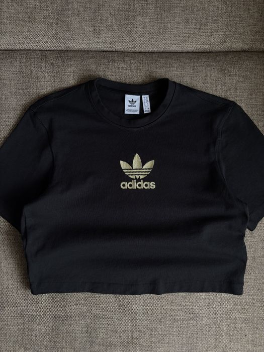 Футболка adidas, топ адидас, укороченная футболка adidas