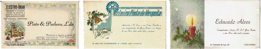 3 Postais de Natal antigos  - 1960 - circulados