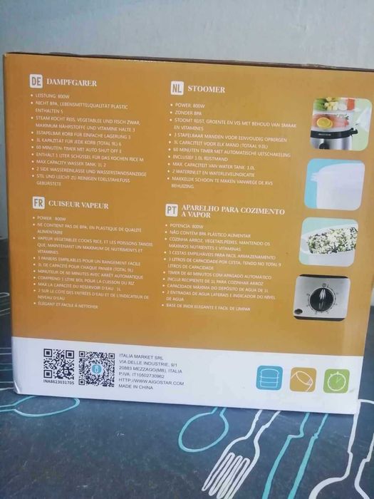 Máquina de Cozer a Vapor AIGOSTAR Fitfoodie Steel (800W - Inox)
