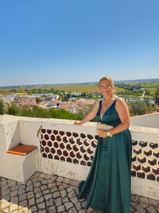 Vestido cerimonia verde acetinado-Elisabeth Videira