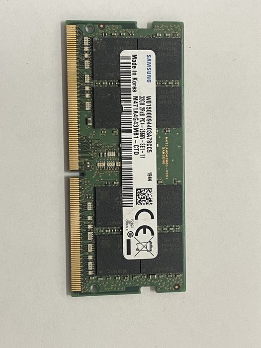 Память SODIMM Samsung 32GB DDR4 2666 MHz M471A4G43MB1-CTD. С гарантией