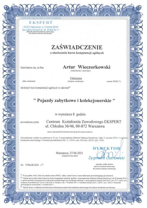 Biała Karta, Zabytek, Cała Polska, Rzeczoznawca PZMOT