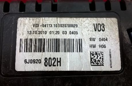 Quadrante / Painel de Instrumentos 6J0920802H - SEAT IBIZA IV SC