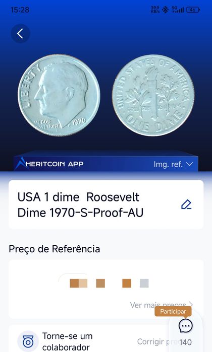 5 moedas dos Estados unidos da América