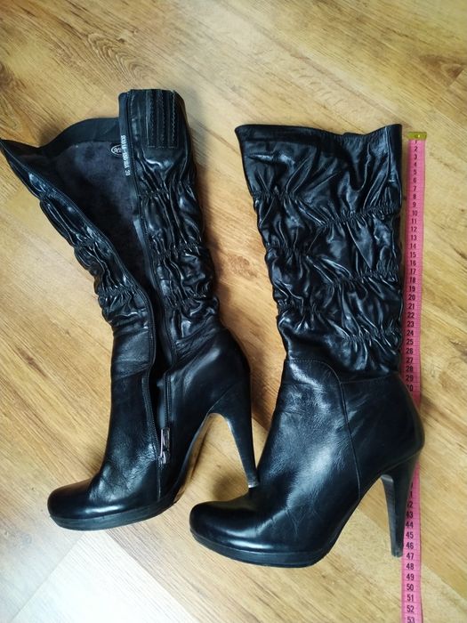 Сапоги кожаные женские, 39 размер, женские зимние сапожки, ботфорты