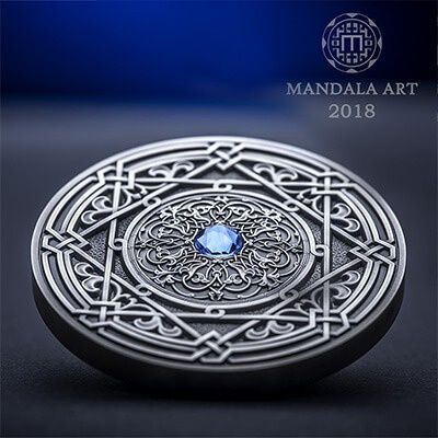 3 Oz. / тираж 500 шт. / MORESQUE Mandala Art  / Серебро Монета Мандала