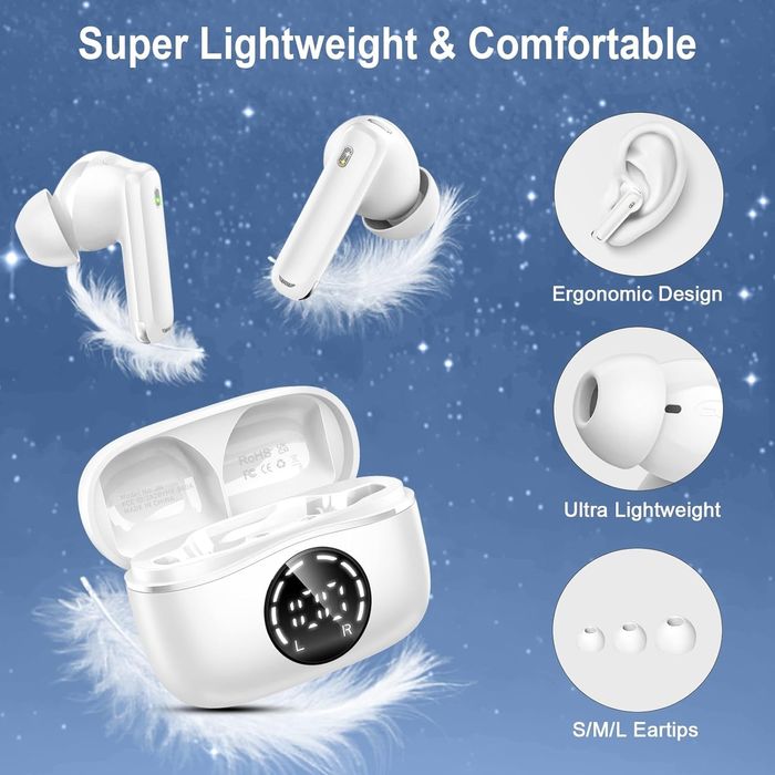 Słuchawki douszne bezprzewodowe, słuchawki Bluetooth 5.4 2024 ENC