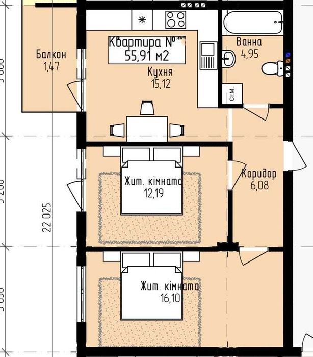 Продаж двокімнатної квартири в новобудові. Чудове планування