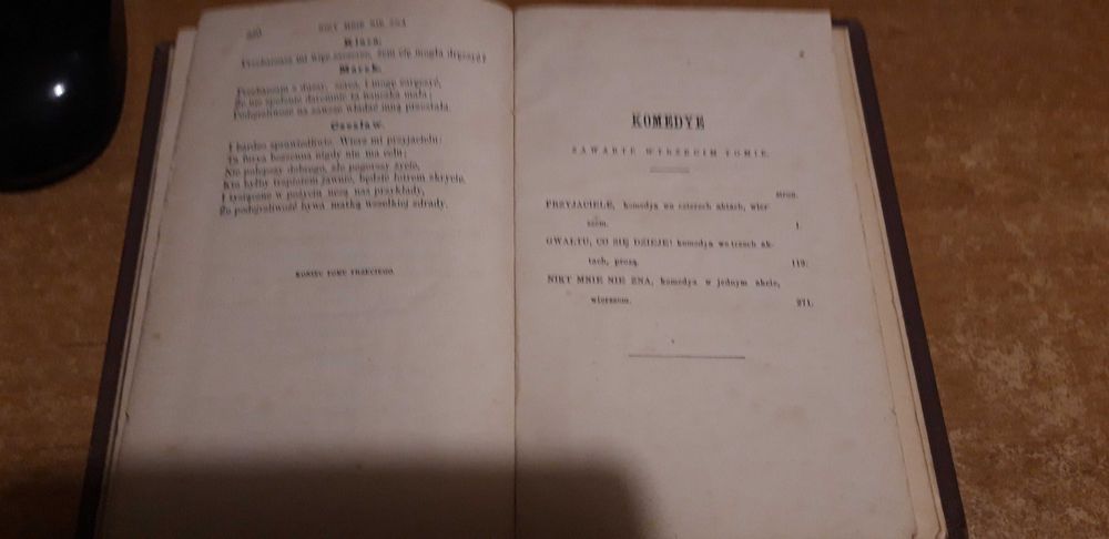 Komedye Al. Hrabiego Fredry,T.III -W-wa 1871, opr.