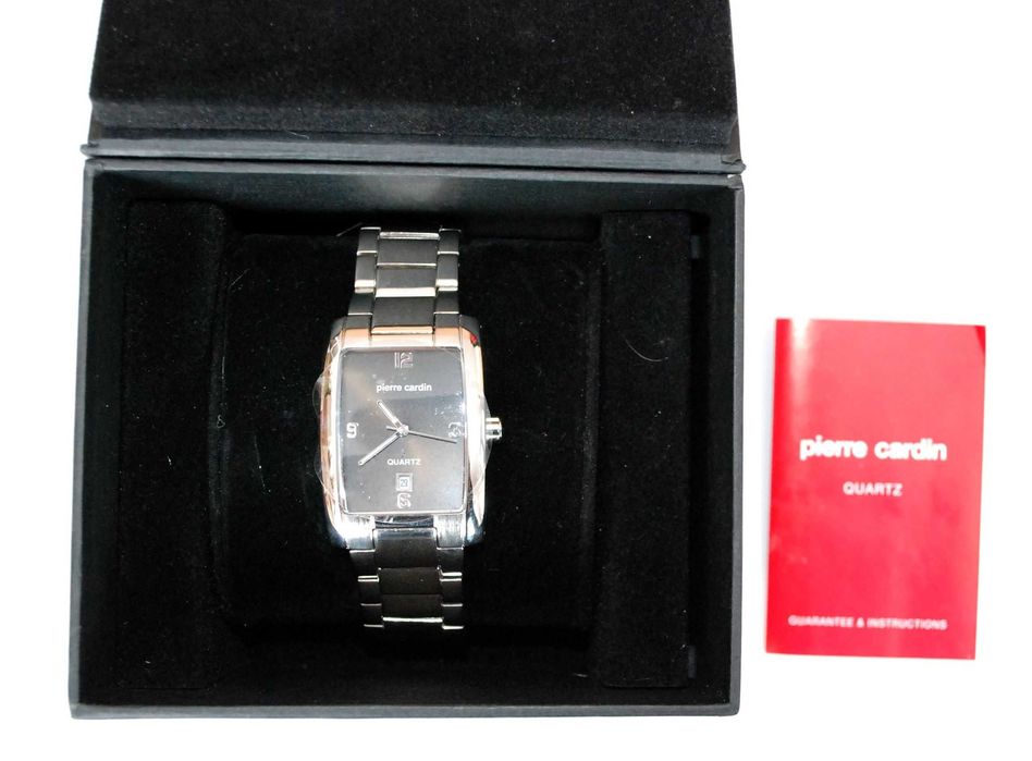 Nowy zegarek męski Pierre Cardin z datownikiem, bransoleta stal BOX