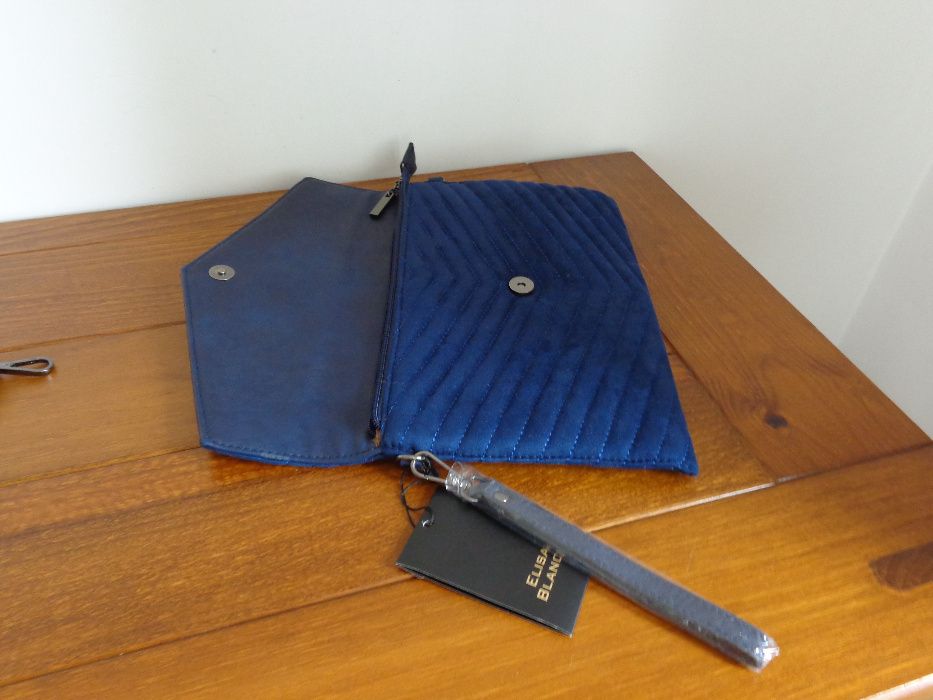 Mala / clutch azul veludo