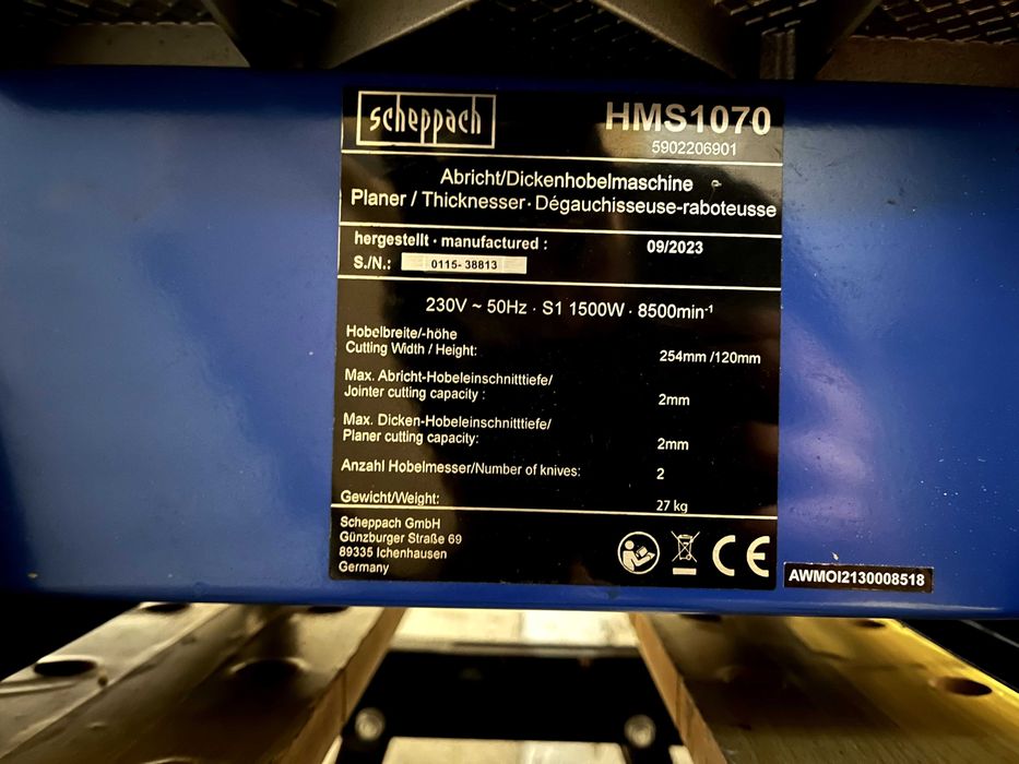 Wyrówniarko-grubościówka Scheppach HMS1070 (1500W, 254mm) | Stan BDB