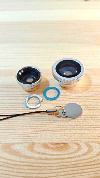 Kit de Lentes Fotográficas para Telemóvel - Fisheye 180° + Wide/Macro 0.67x