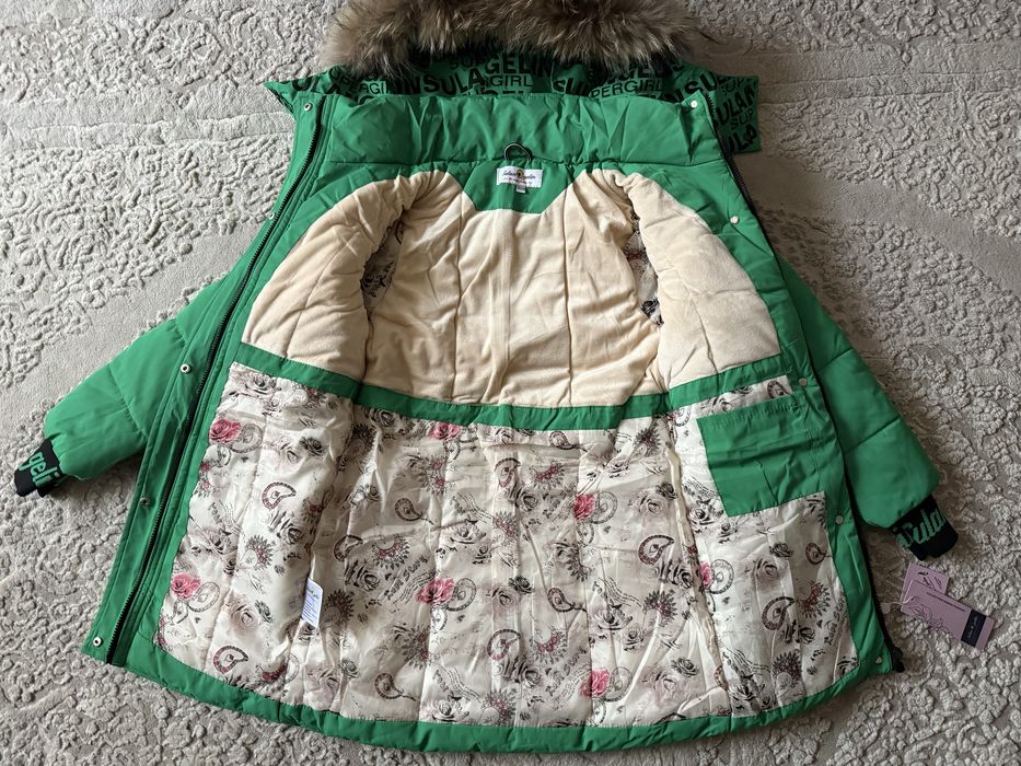 Зимова дитяча подовжена куртка пальто на дівчинку 140-164