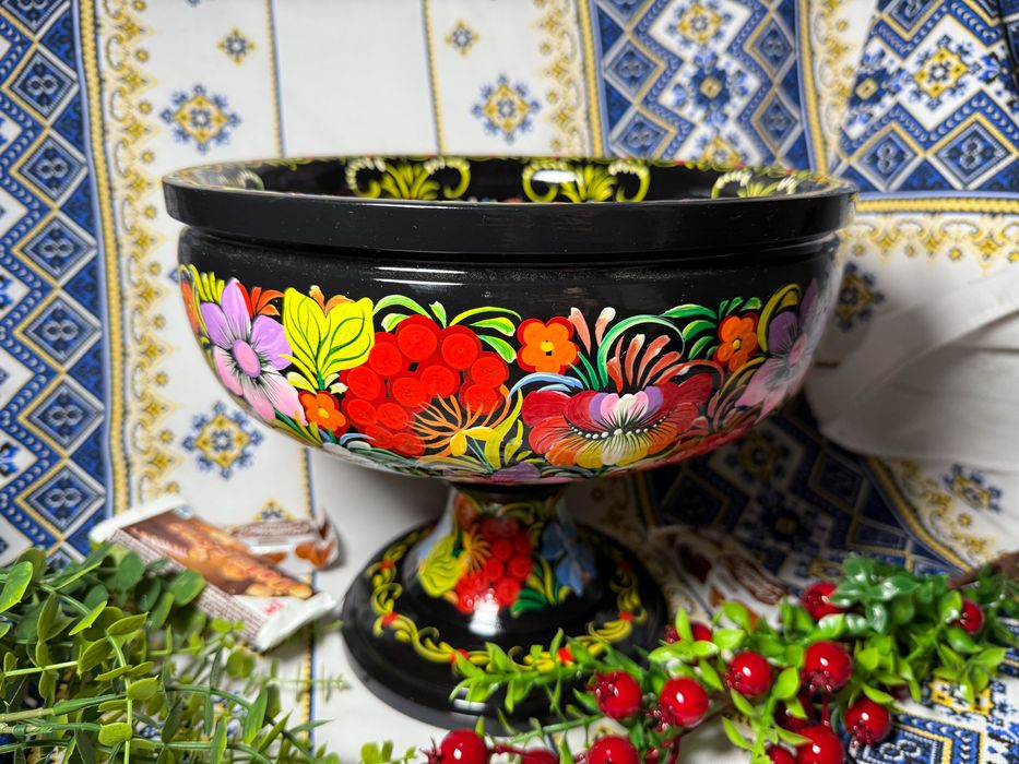 Цукерниця | Ваза для фруктів | Петриківський розпис