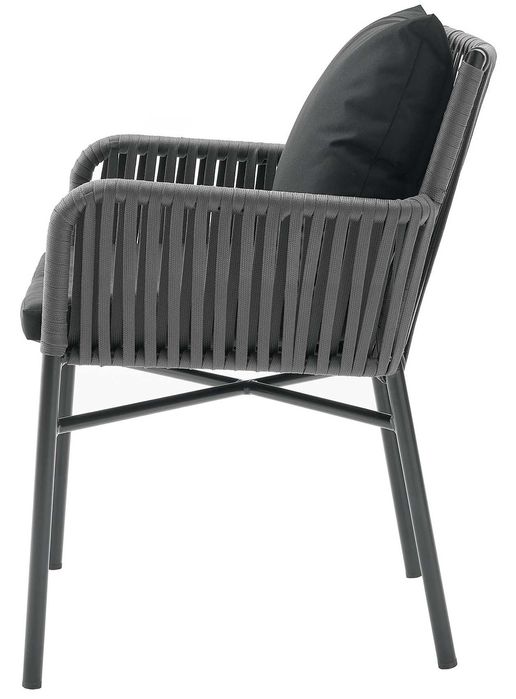 Fotel Krzesło Ogrodowe Sznurek Plecione do Ogrodu Taras Balkon CZARNE