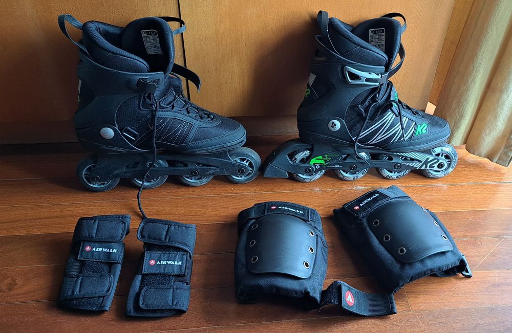 Patins em linha F.i.t. 80, preto e verde, tamanho 42