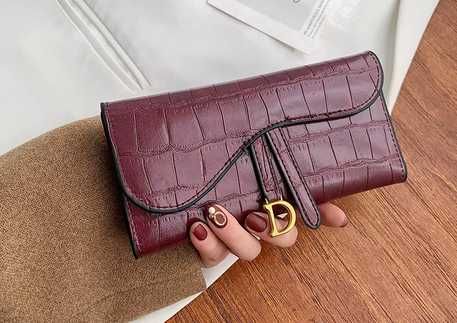 Nowy Portfel Damski wzorowany na dior bordowy!!