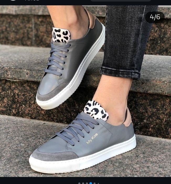 Кеди, кросівки шкіряні графітові My Cos