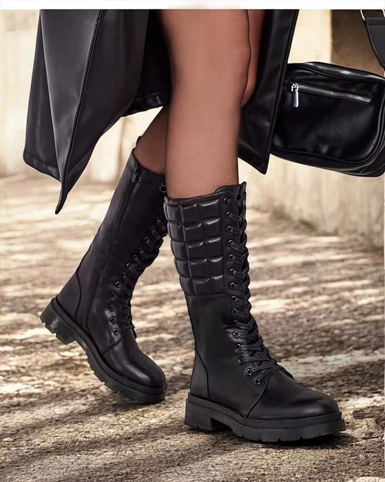 36 37 38 Glany 39 40 41 kozaki na platformie pikowane sznurowane ociep