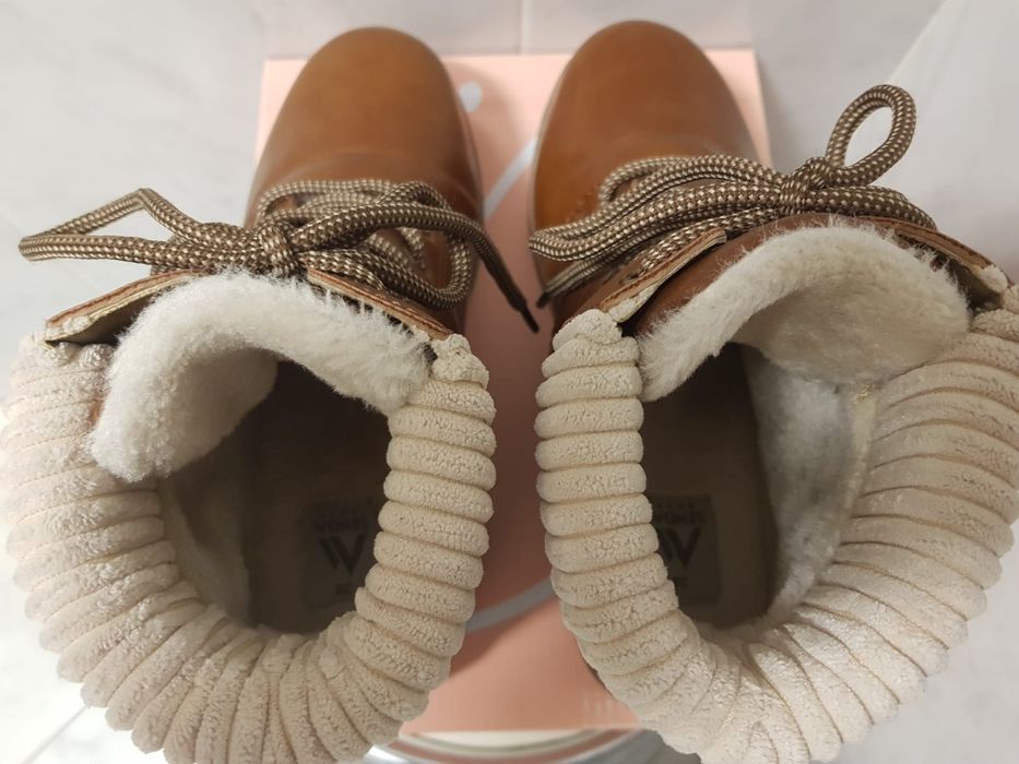 Botas chuva mulher pele forradas estilo Levis Timberland - Novas