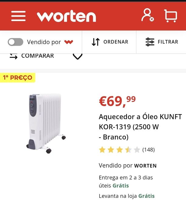 Aquecedor a Óleo Kunft 2500W (KOR-1319) – Como Novo!