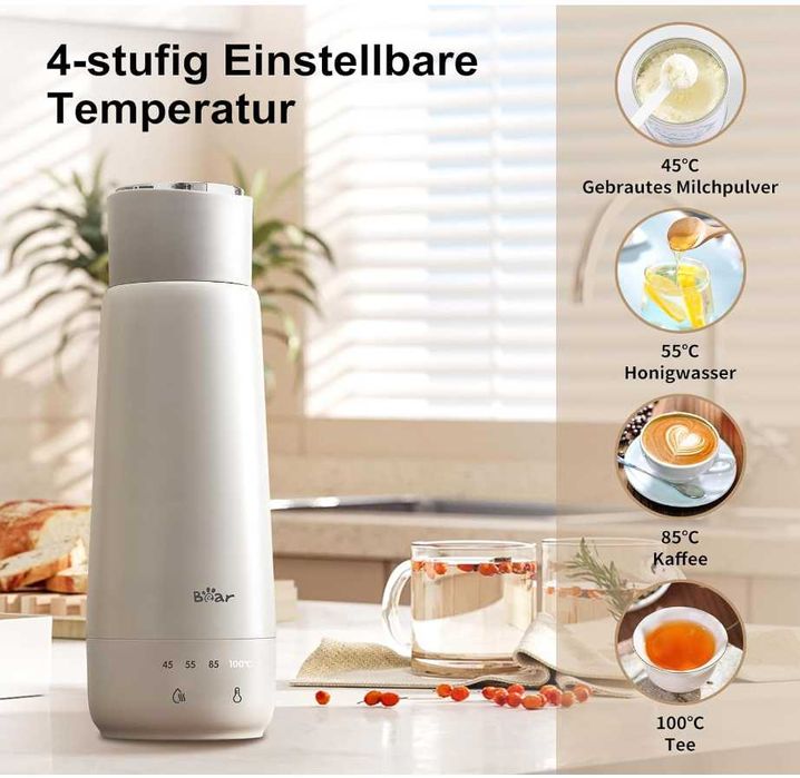 Bear 300 ml 4-temperaturowy, podróżny czajnik elektryczny