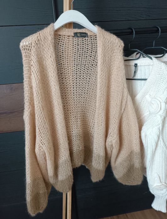 Sweter kardigan GG Luxe S/M/L moher Made in Italy