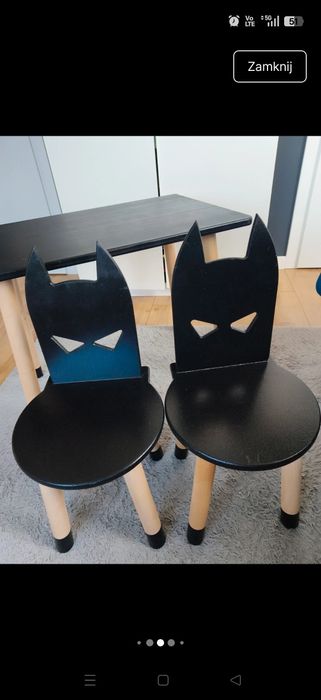 Zestaw stolik i dwa krzesełka Batman drewniane