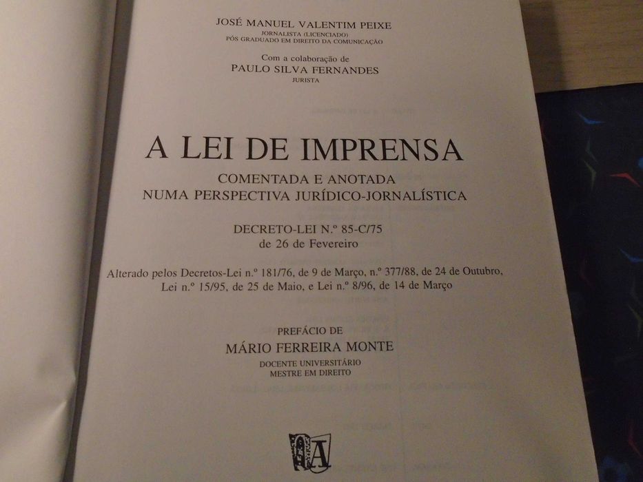 A Lei de imprensa - comentada e anotada - Almedina