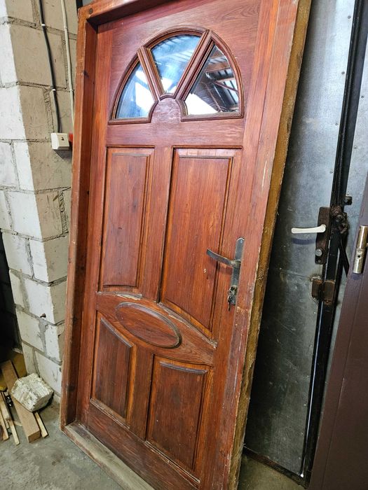 DRZWI Zewnętrzne Drewniane Sosnowe Wejściowe 102x210cm