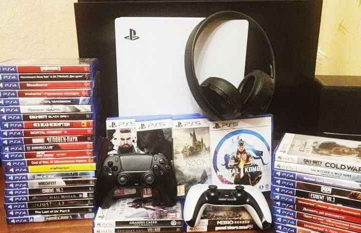 PS5Slim(VR,ОбменПриставки/Игр-RDR2/GTA5/MK/Tekken/GodWar/Fifa24)+10игр