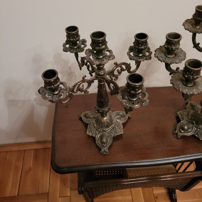 Świecznik mosiądz brąz pięcioramienny siednioramienny