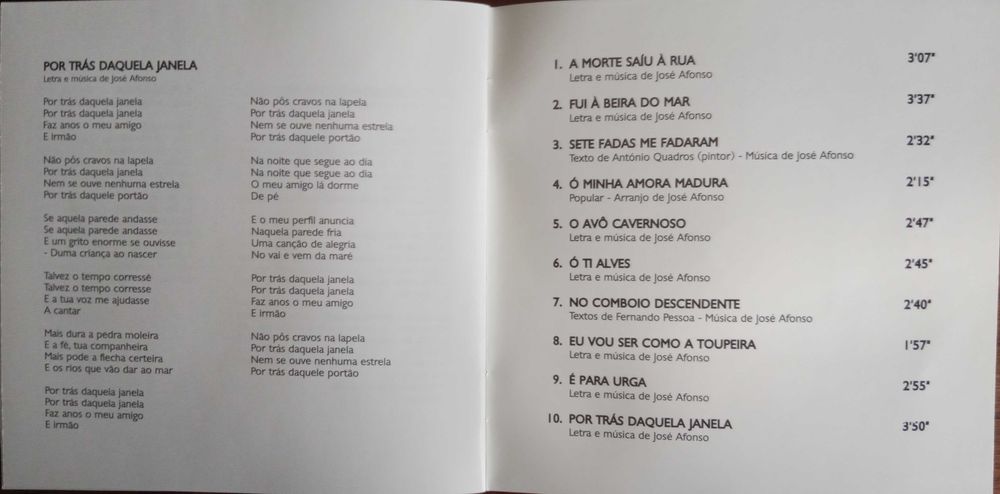 José Afonso	- - - - -		Eu Vou Ser Como a Toupeira	- - - - -	CD