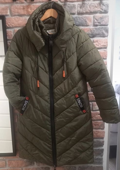 Kurtka/płaszcz damski pikowany zima  zieleń khaki M/38