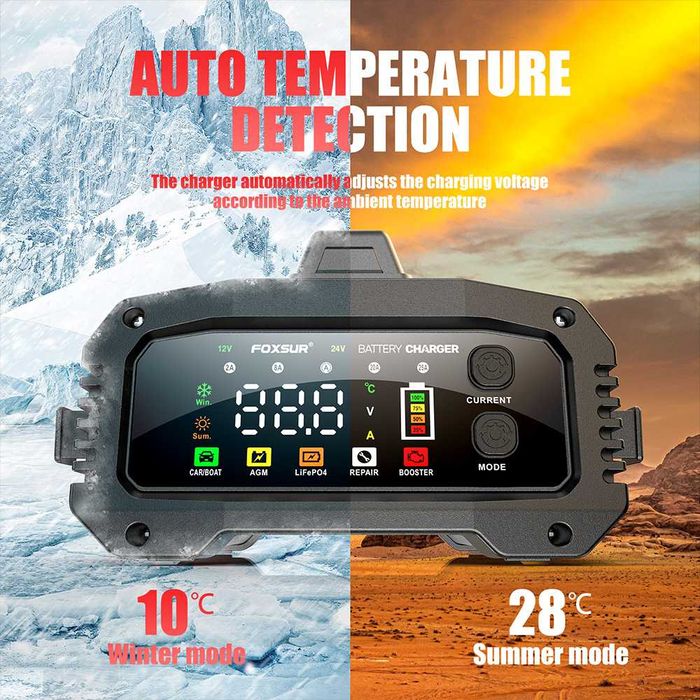 Ładowarka Mikroprocesorowa FOXSUR Prostownik 25A do LiFePO4 12 24V