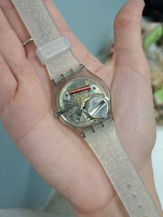 Zegarek swatch gent srebrny brokatowy super stan