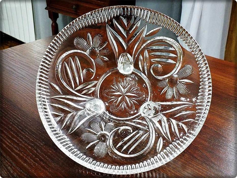 Stara Patera Misa kryształowa z lat 60-70-tych, XXw. PRL w stylu Art Deco