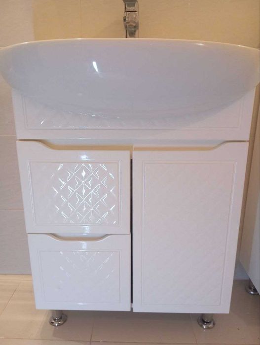 Тумба підлогова Aqua Rodos  65 біла з умивальником Nova 65