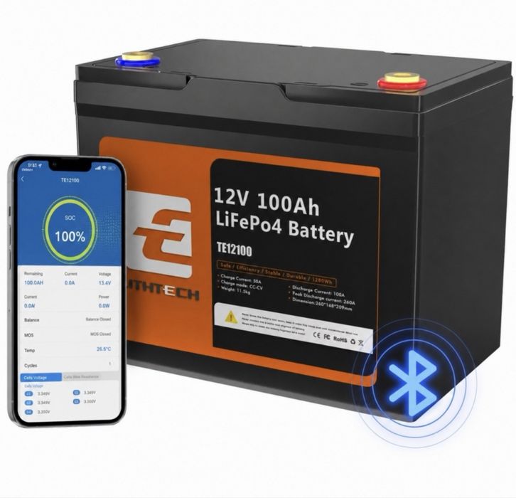 ‼️ LiFePO4 12V 100Ah Акумулятор Lithtech з Bluetooth 1280Wh, 100A, BMS‼️