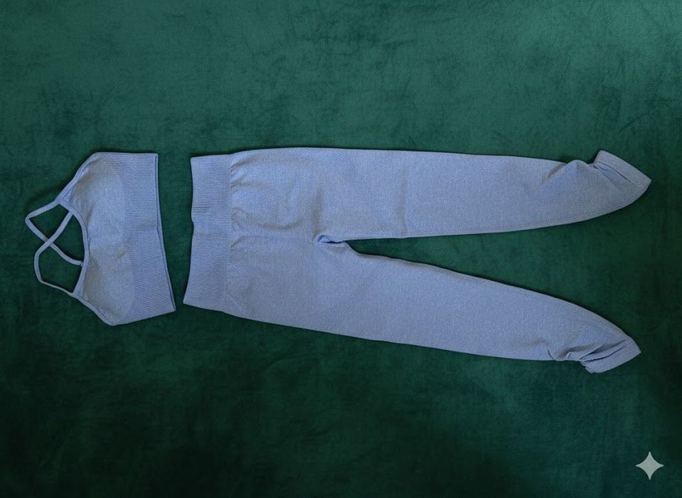 komplet sportowy legginsy + top /niebieski/