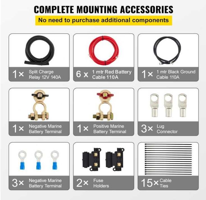 Kit Completo Ligação Segunda Bateria Autocaravana